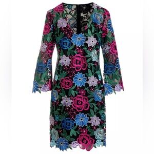 Boston Proper Jewel Tones Floral Lace Shift Dress